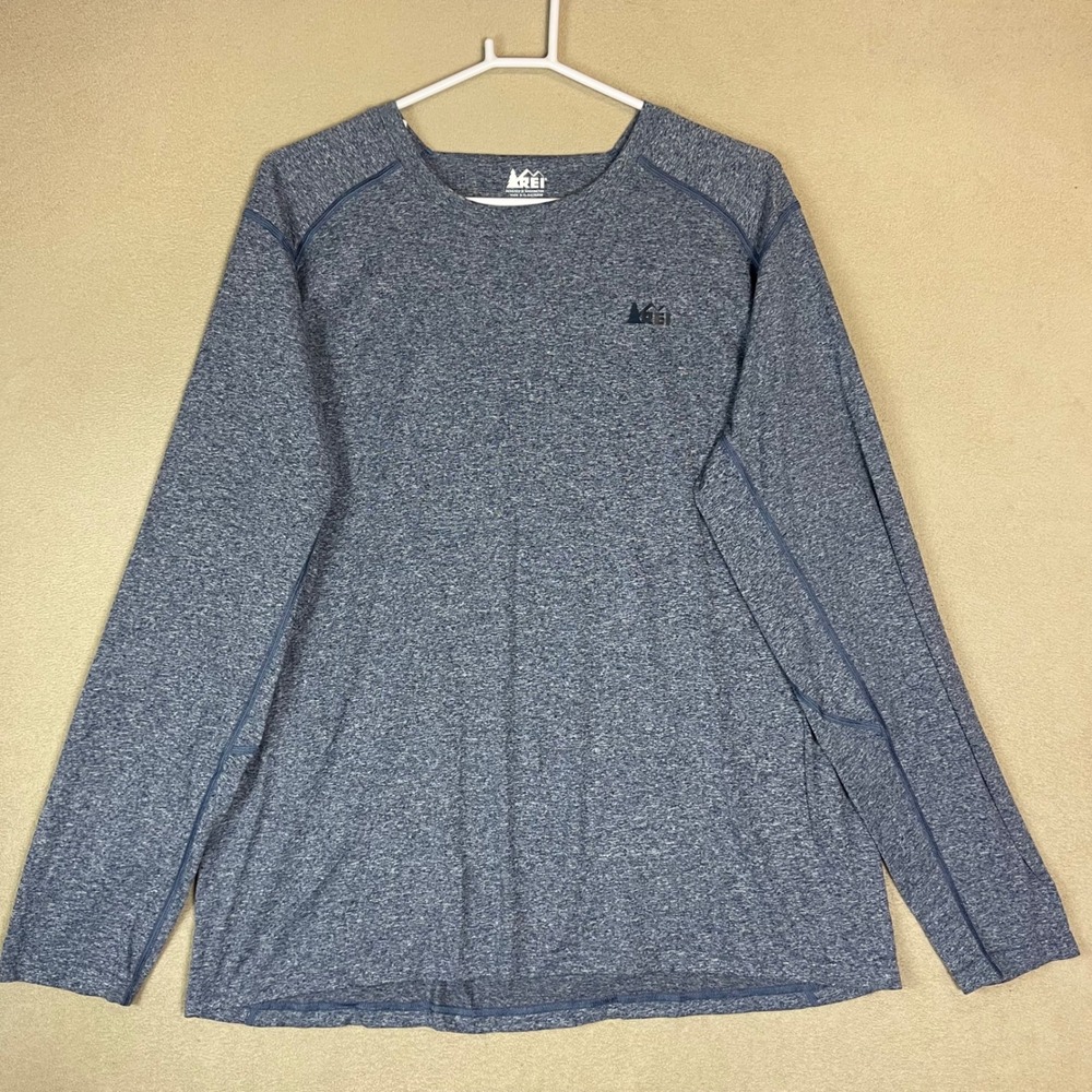 REI Co-op Mens XL Blue Long Sleeve Tech T Shirt Athletic Workout Top